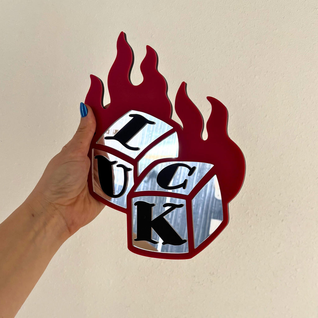 Flaming Lucky Dice Mirror Mini