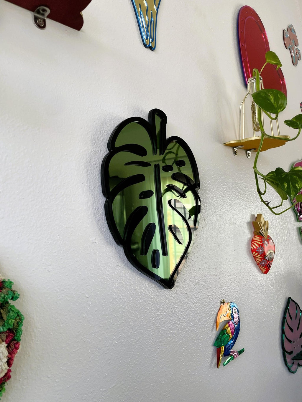 MonsteraGlow - Plant Acrylic Mirror: Jungle Gallery Wall Decor Statement Piece - by MirrorPop. Handmade acrylic art.