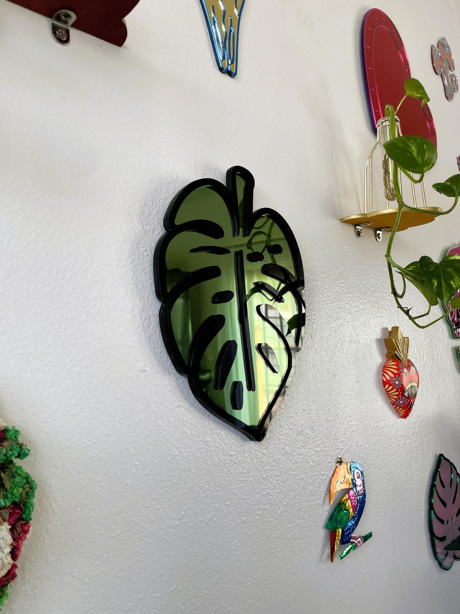 MonsteraGlow - Plant Acrylic Mirror: Jungle Gallery Wall Decor Statement Piece - by MirrorPop. Handmade acrylic art.