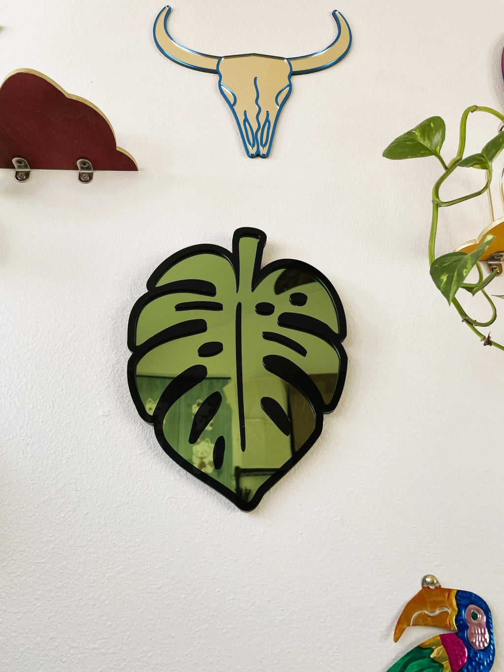 MonsteraGlow - Plant Acrylic Mirror: Jungle Gallery Wall Decor Statement Piece - by MirrorPop. Handmade acrylic art.