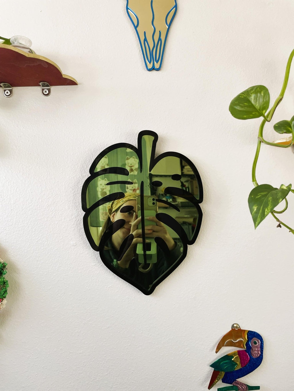 MonsteraGlow - Plant Acrylic Mirror: Jungle Gallery Wall Decor Statement Piece - by MirrorPop. Handmade acrylic art.