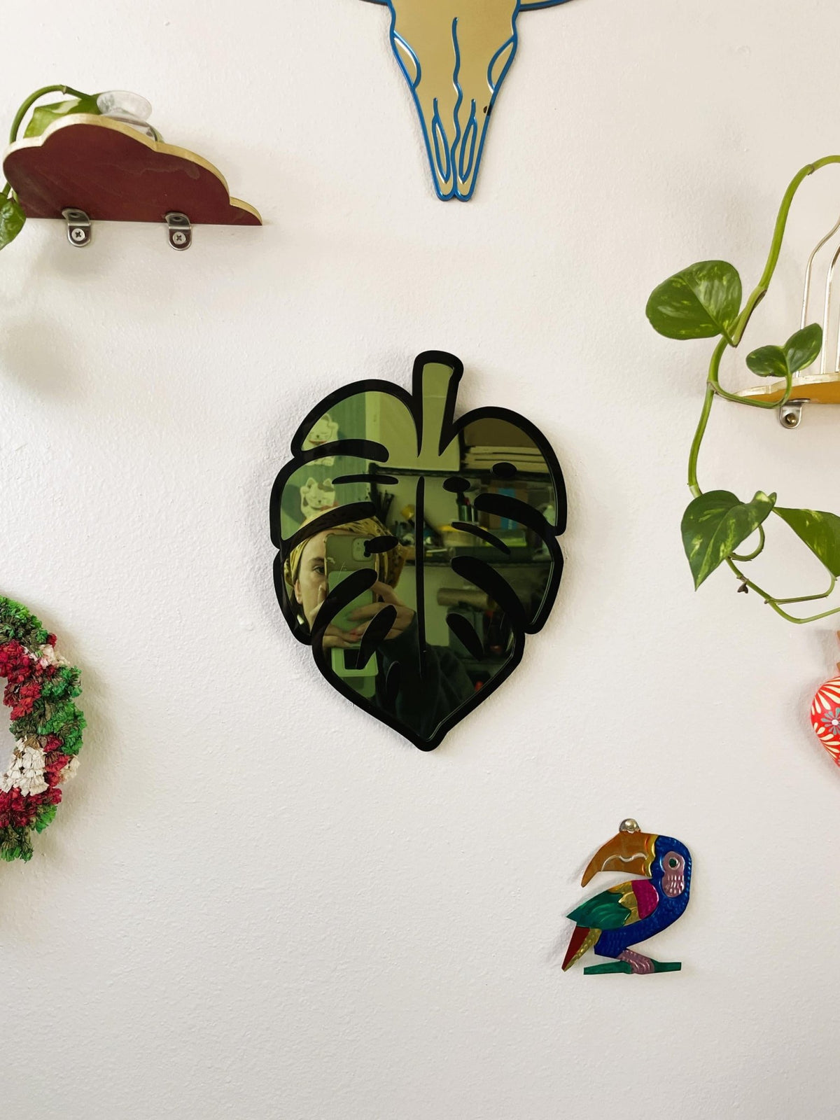 MonsteraGlow - Plant Acrylic Mirror: Jungle Gallery Wall Decor Statement Piece - by MirrorPop. Handmade acrylic art.