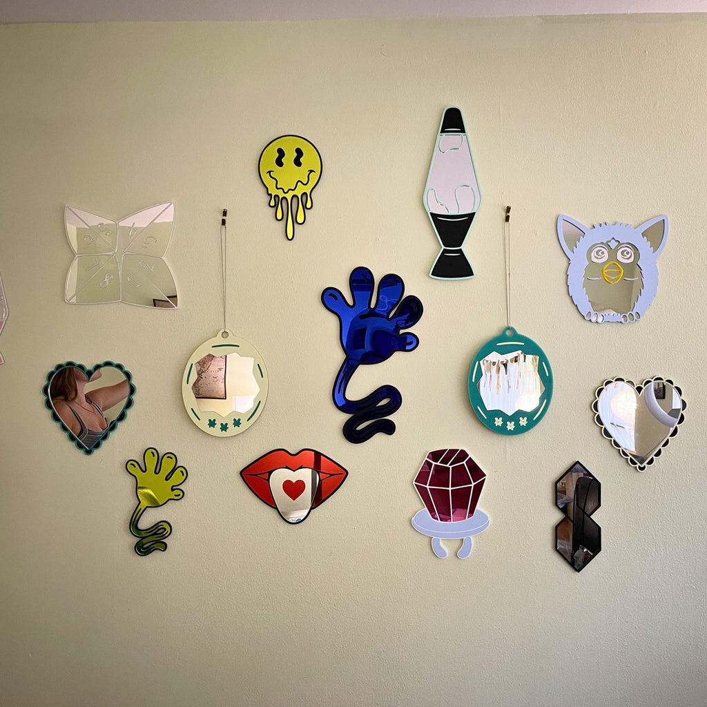Retro DigiPet Mirror - by MirrorPop. Handmade acrylic art.