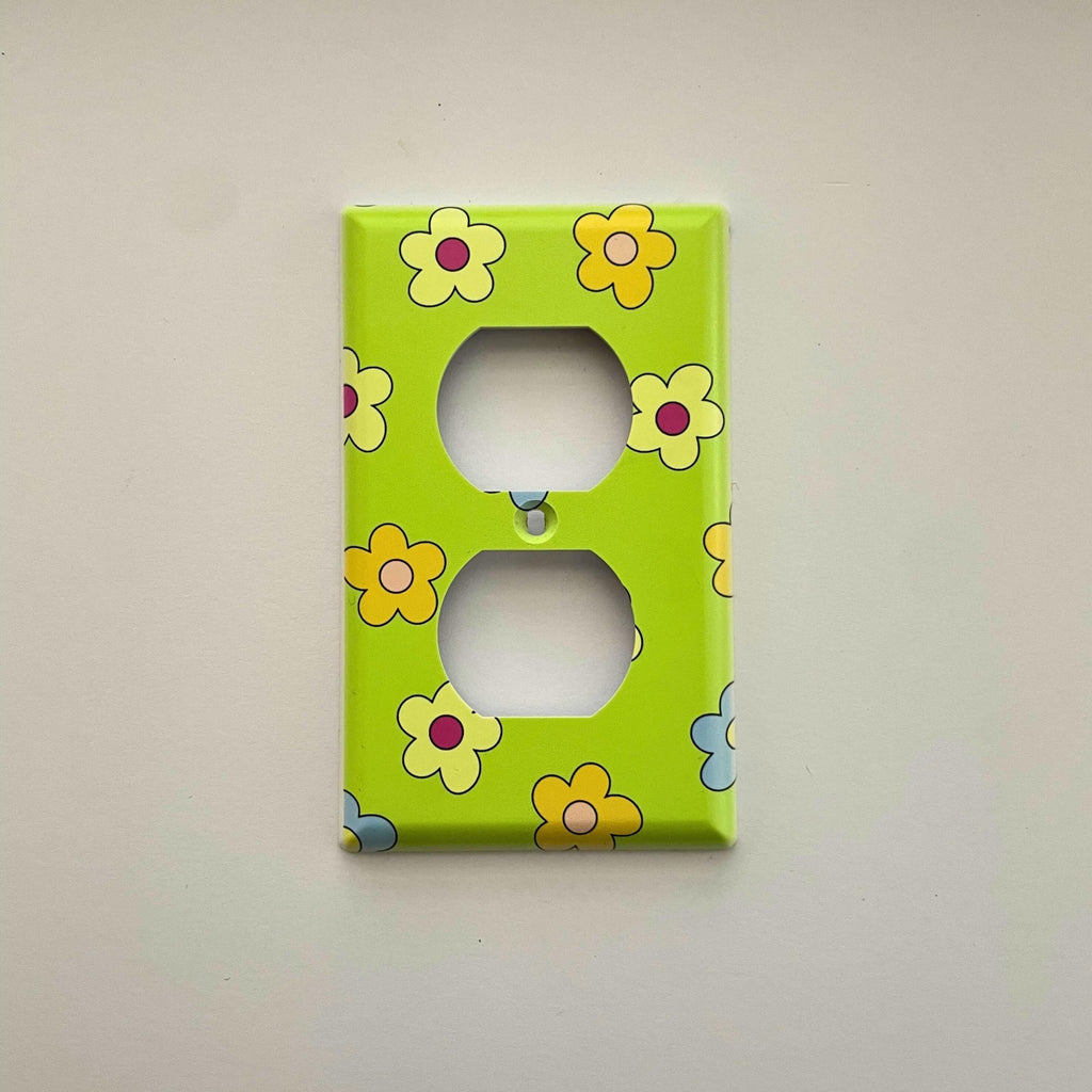 Retro Flower Light Switch Cover - by MirrorPop. Handmade acrylic art.
