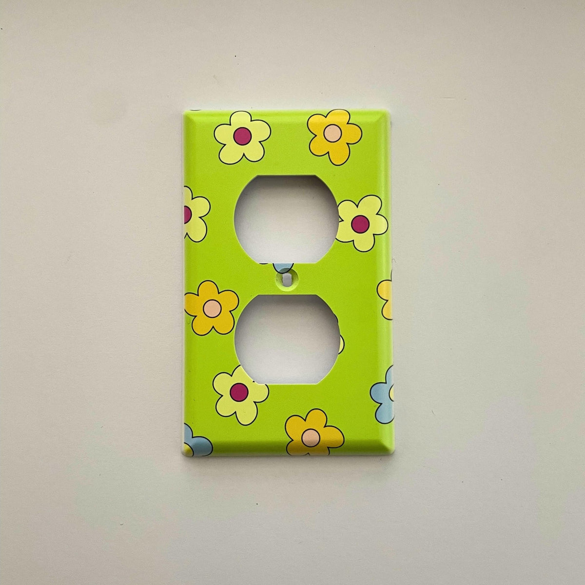Retro Flower Light Switch Cover - by MirrorPop. Handmade acrylic art.