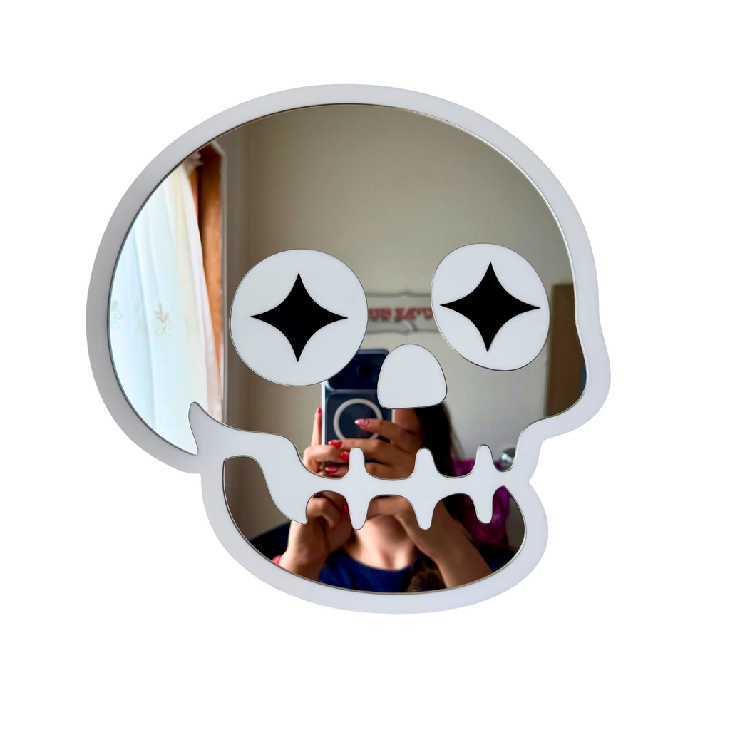 Star Eyed Skull -Mirror & White (11.5 x 11.5")
