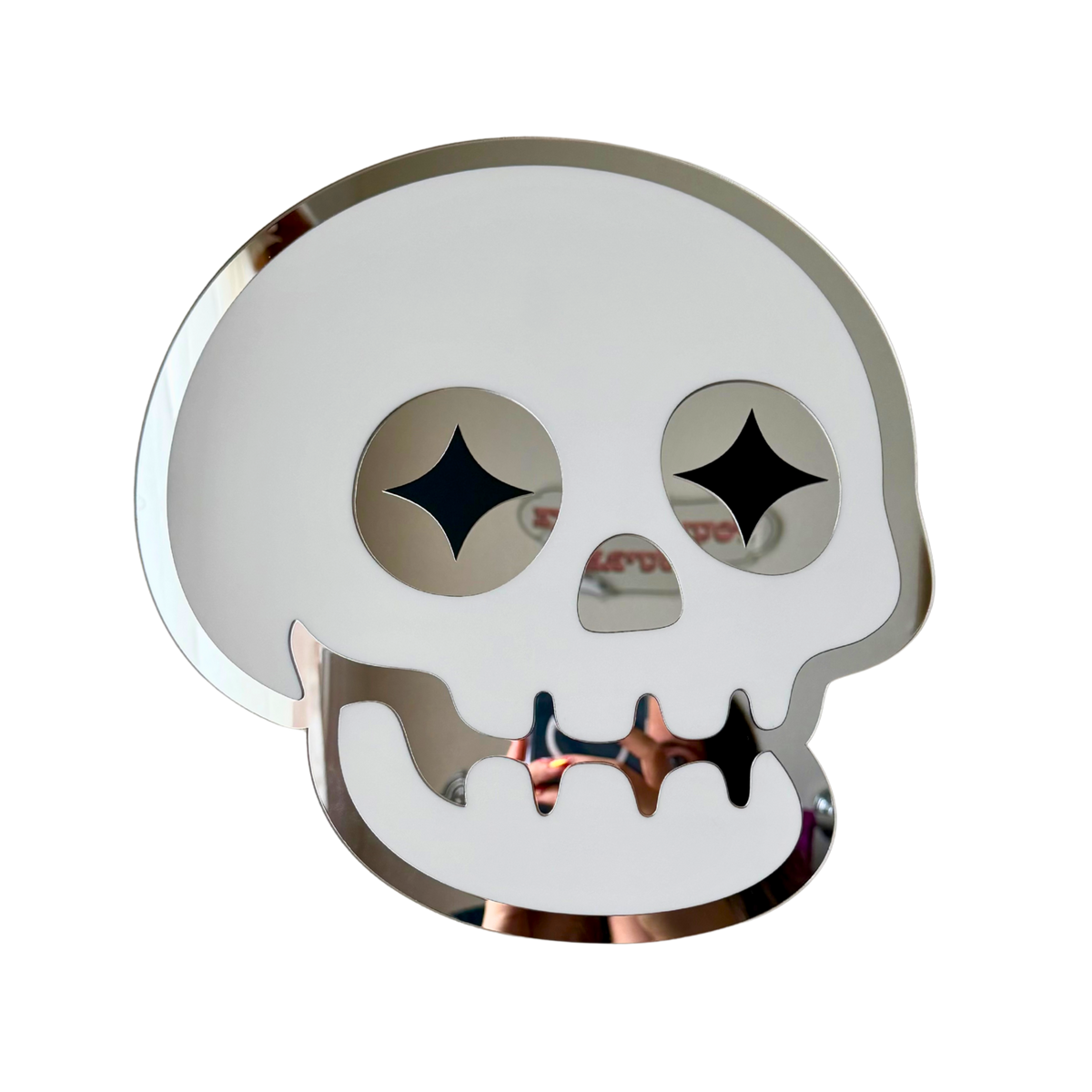 Star Eyed Skull -White & Mirror (11.5 x 11.5")