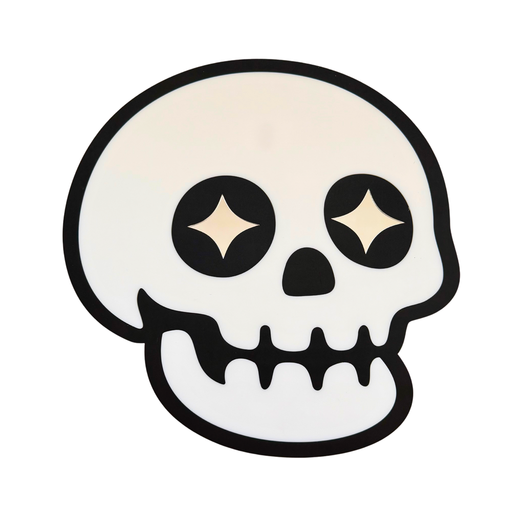 Star Eyed Skull -White & Black (11.5 x 11.5")